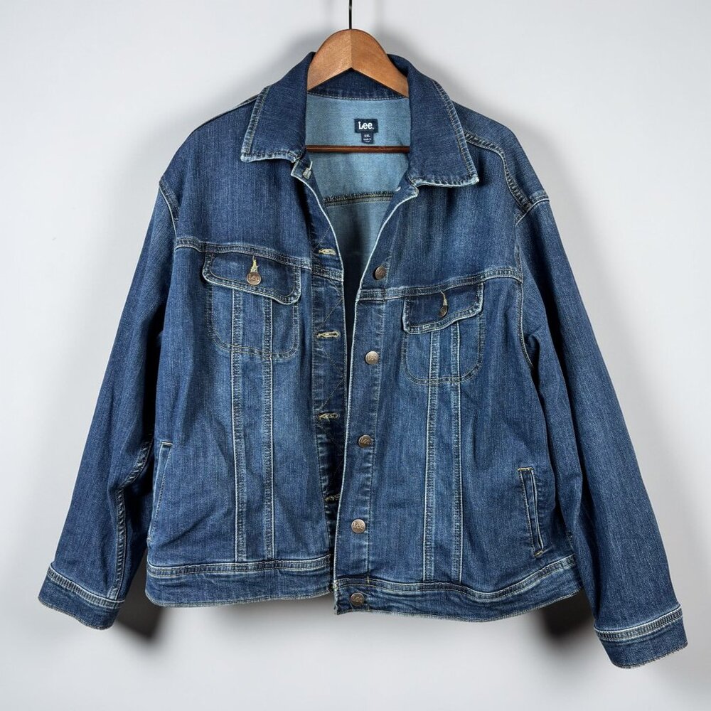 Lee Denim Jacket Trucker Jean Jacket Blue Classic Western Style XXL Unisex